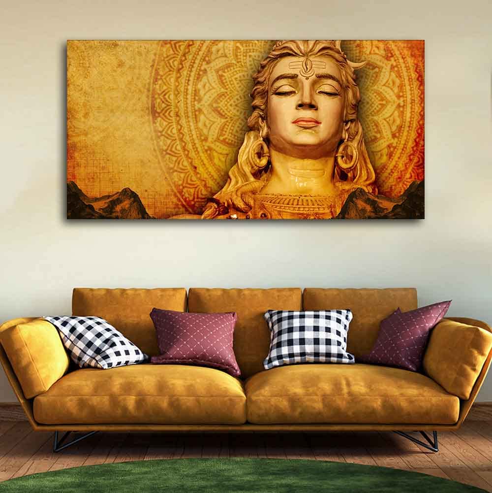 VIBECRAFTS Spiritual Shiva Premium Canvas Wall Painting With Frame for Living Room Drawing Room Home|Office|Gift (PTVCH_2228N)