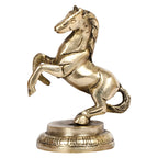 ARTVARKO Brass Horse with Uplifted Legs Standing Tableware Showpiece Home Decor Vastu Statue, 12 X 10 X 6 Cm, Gold