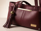 PAVILONN Women Tote Bag Ladies Handbag Shoulder Office Shopping Work Laptop PU Leather Brown Travel College Daily Use Designer Large Stylish Fashion Zipper Commuter Gift (MAROON)