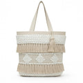 Boho Tote Bag for Women – Cotton Rope Woven Shoulder Bag with Tassels, Handmade Macrame Beach Tote, Large Eco-Friendly Summer Handbag for Travel, Shopping & Everyday Use