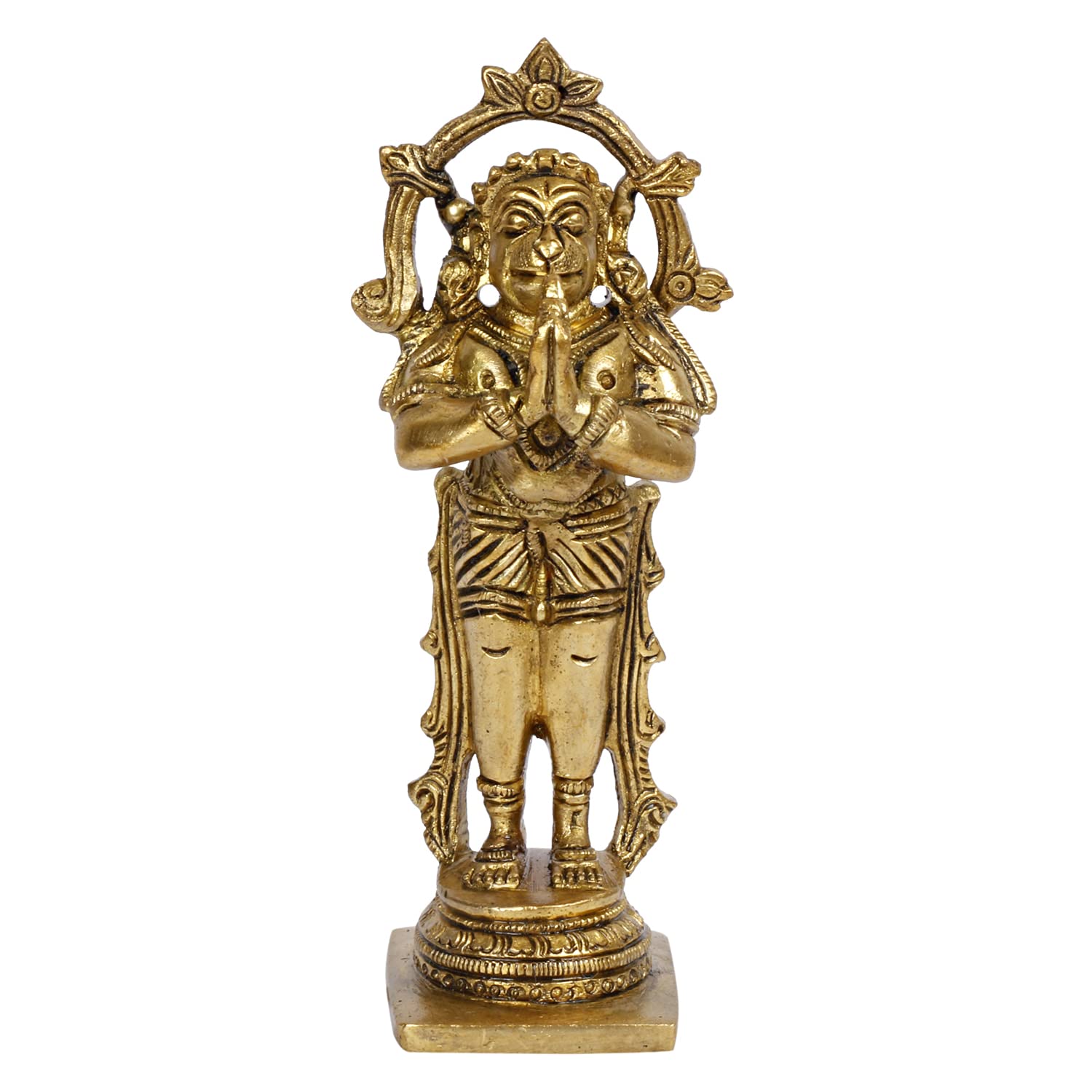ARTVARKO Brass Hanuman Standing Idol Murti Statue Idol God Bajrangbali Bhagwan Sankat Mochan for Entrance Temple Mandir Pooja Puja 5.5 Inch