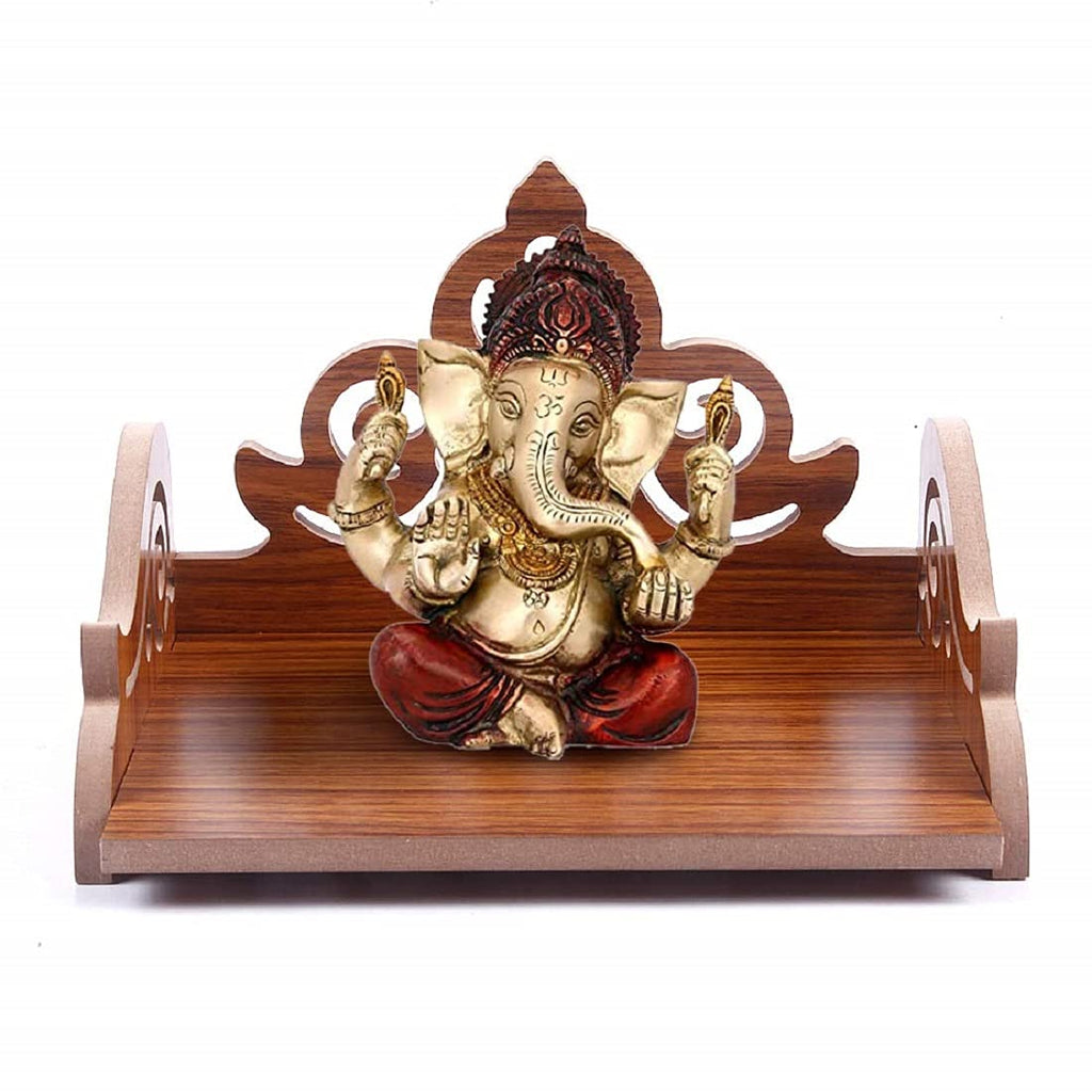 CRAFTSFY ooden Wall Mount Temple for Home Shop Office | Art and Craft Wooden Temple | Home Temple | Puja Mandir |Wall Hanging and Table Top Home Mandir Temple (Brown Color) (Brown)