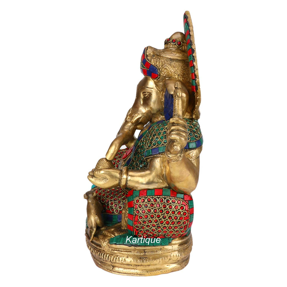 SVARUP Brass Ganesha Ganesh Idol for Home Decor Ganpati Statue Murti for Gift Height 13 Inch