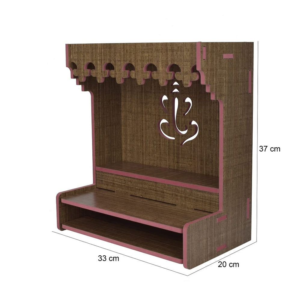 nexat Wooden Door Mandir for Home | MDF Compact Pooja Temple with Doors | Decorative Temple for Office (528)