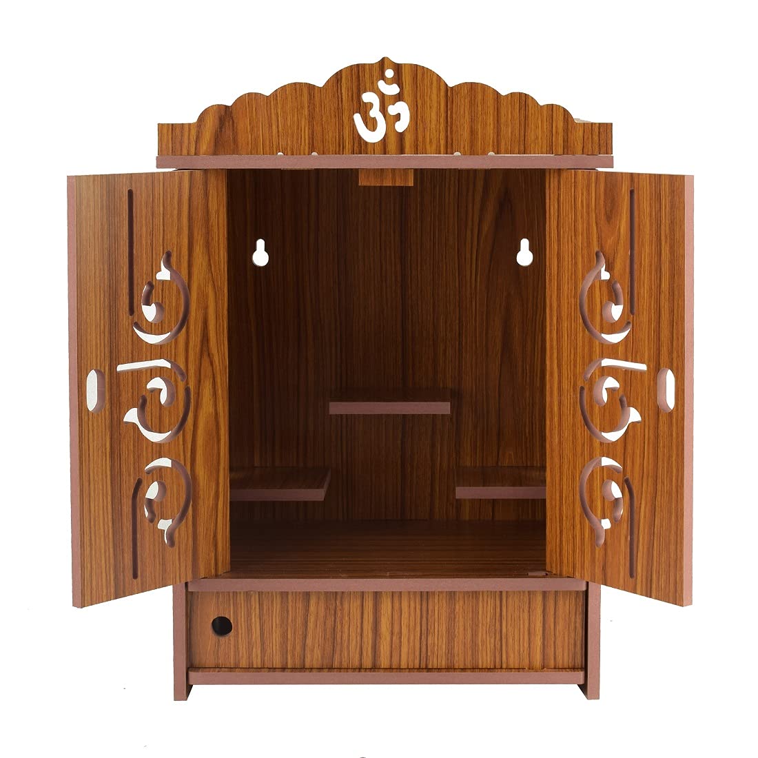 COMERT Temple Engineered Wooden Temple for Home Indian Art Work, Pooja Mandir (Light Brown 1)