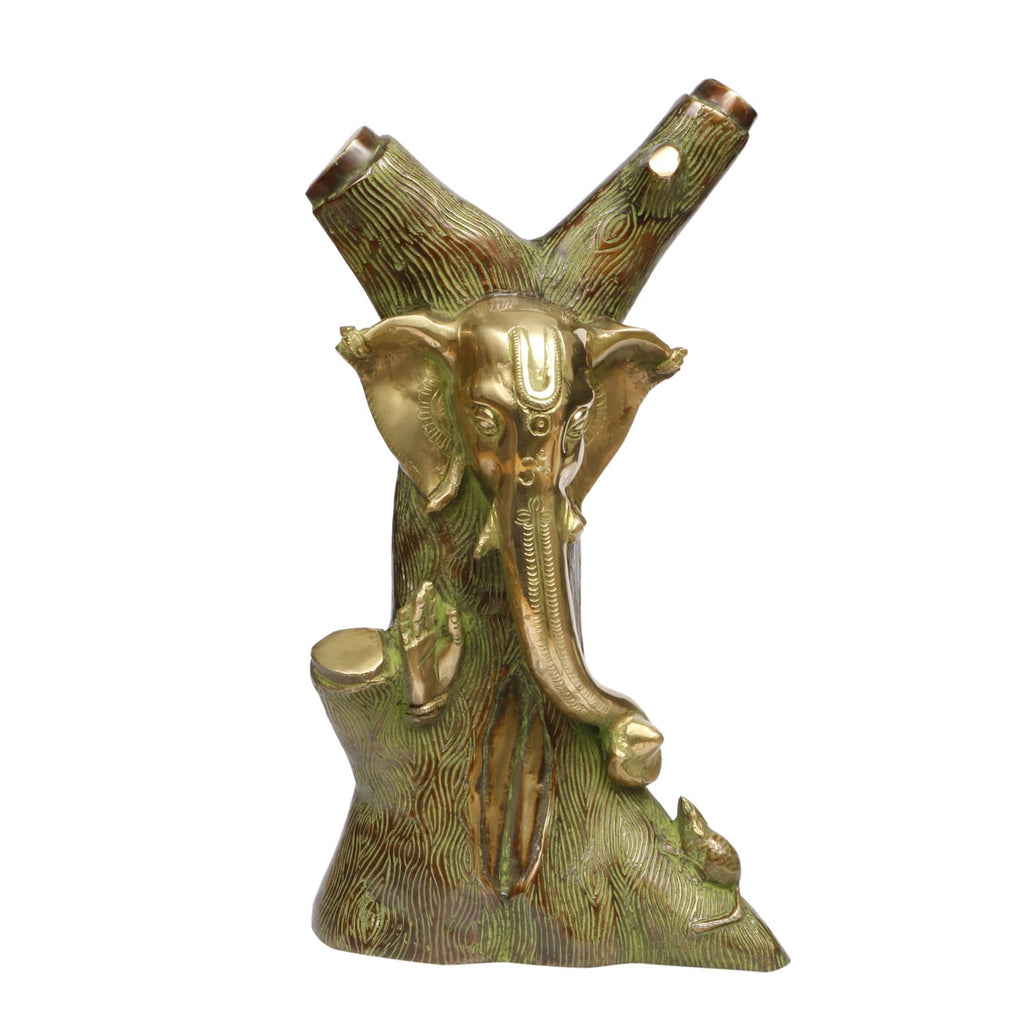 ARTVARKO Brass Ganesha Idol Tree Style Figurine 12 Inches