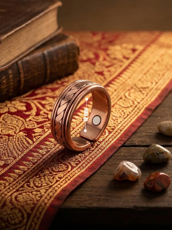 Mani Monk Handmade Adjustable Magnetic Copper Ring Traditional Jewelry