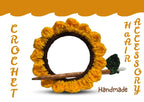 Handmade Crochet Sunflower Hair Bun Holder with Wooden Stick Pin, Yellow Floral Hair Accessory