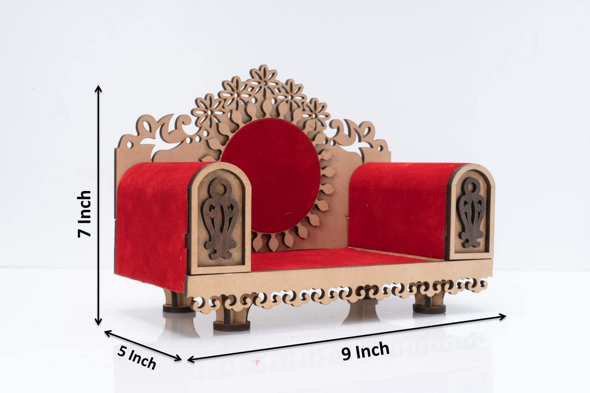 GREECHO Wooden Singhasan Pooja Stand Mandir Art and Craft MDF Plywood Handmade Sinhasan Pooja Mandir, Jhula Stand Throne for Krishna, Ganesha (Singhasan 01)
