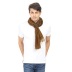 FabSeasons Brown Cotton Unisex Printed Scarf, Scarves, Stole and Shawl for Men & Women