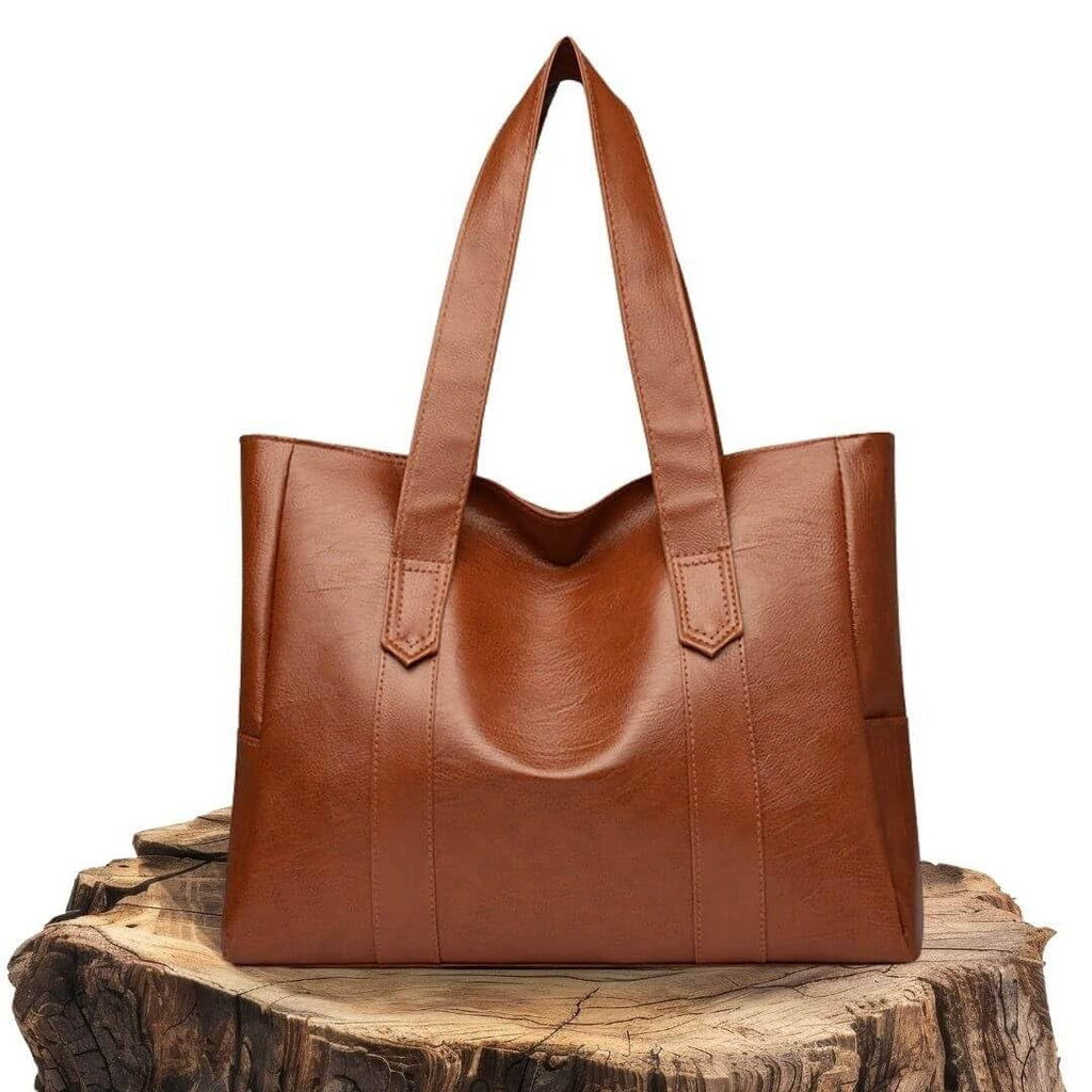 Butterfly Design Women Tote Large Leather Tote Bag, Woman's Leather Purse, Large Capacity Hand Bag (Brown)