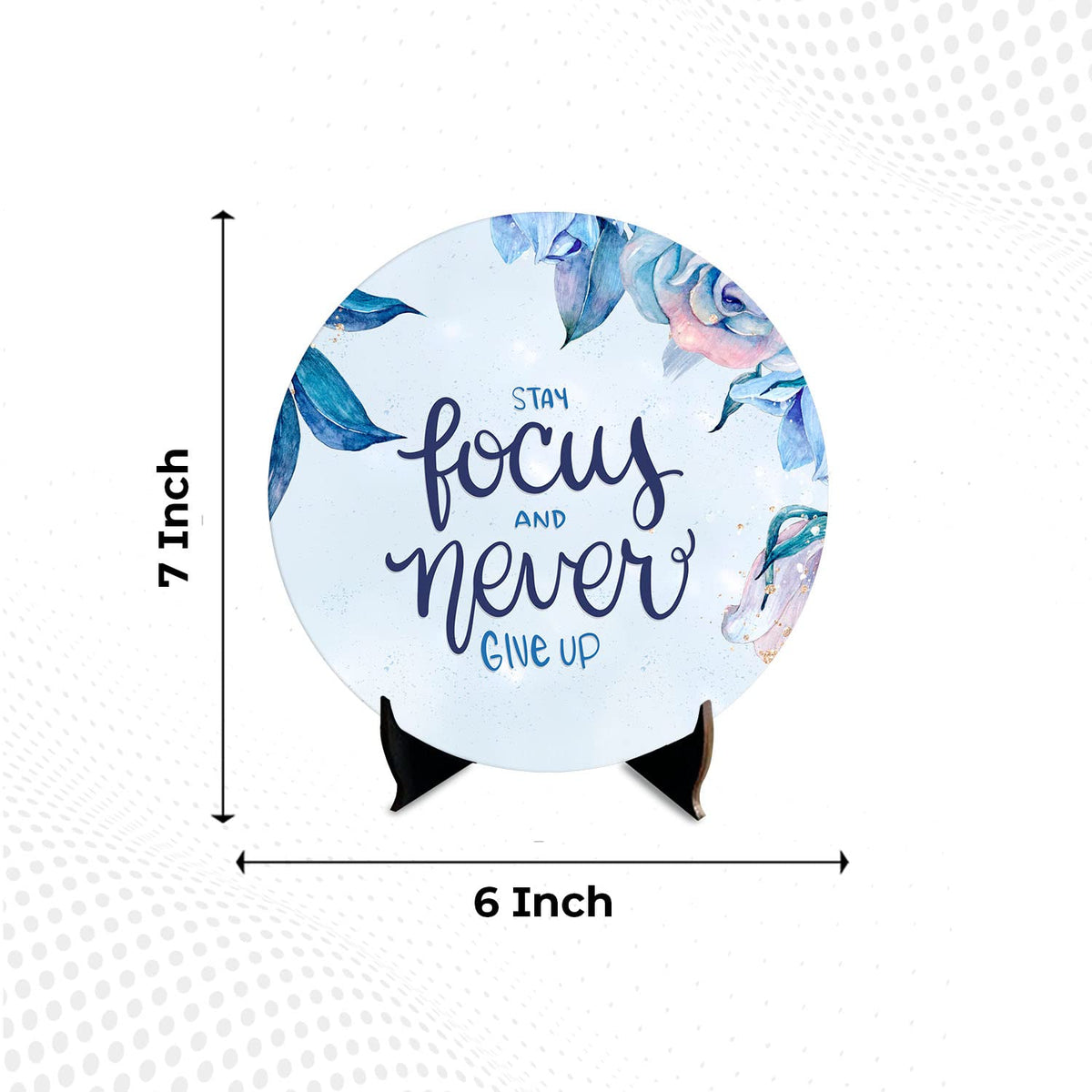 Artvibes Showpiece Idols and Figurines for Home and Office Decor | Wooden Stylish Quotes Stay Focus Never Give Up Table, Desk | Living Room | Modern Art | Motivational Show Piece (SP_1201)