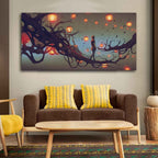 VIBECRAFTS Canvas Paintings for Living Room Beautiful Wall Painting of Man Walking on Tree Fitted with Wooden Frame for Home | Office | Gift (PTVCH_2266) (48 x 24 Inches)