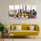 VIBECRAFTS Abstract Wall Painting of A New York City Skyline Set of Five For Home|Office|Living Room|Gift (PTVC5Pcs2_6535)