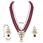 Peora Gold Plated Crystal Pearl Long Necklace Drop Earrings Set Women
