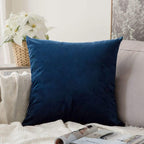 Khooti Velvet Cushion Cover, 20x20 | Blue | Pack of 1 | Solid Plain Soft & Smooth, Decorative Cushion Covers for Living Room, Bedroom, Couches, Chairs, Sofas, Beds & Home Decor