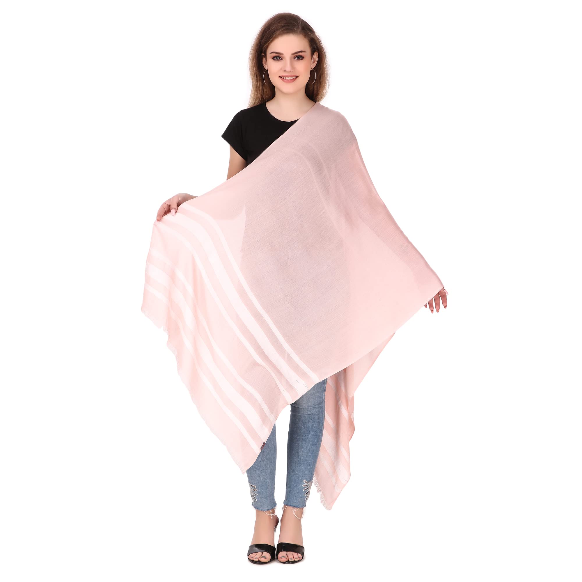 FWC Fill With Colours stole/scarf for girl/ladies Colour- Pink soft viscose cotton blend ethnic pattern scarves pack of 1 ST-38