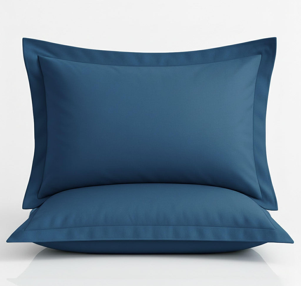 BSB Homes® Luxury Cotton Solid Flanged Pillow Covers | Ultrasoft Breathable Flap Closure | Pack of 2 Pillow Covers King Size (Teal Blue, 18 x 28 Inches)