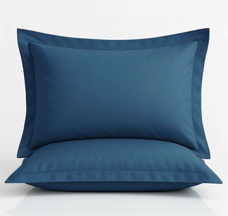 BSB Homes® Luxury Cotton Solid Flanged Pillow Covers | Ultrasoft Breathable Flap Closure | Pack of 2 Pillow Covers King Size (Teal Blue, 18 x 28 Inches)