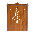 Lakhaji Christian Design Wooden MDF Temple Decorative for Home and Office (21 x 29 x 43 CM) (Maroon)