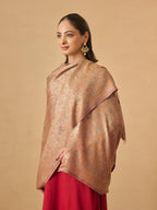 Pashmoda Women Chandni Kaani Stole, Authentic Kashmiri Luxury Pashmina Style Shawl, Stole, (Size 28x80 Inches, Beige Color) MAVST07
