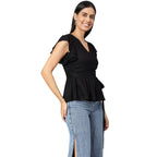 FINSBURY LONDON® WRAP TOP - BLACK