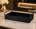 Metal Serving Tray with Handles, Decorative Rectangle Tray for Coffee Table, Breakfast, Tea, Food Serving, Kitchen Countertop, Vanity & Home Décor Organizer
