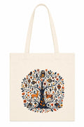 Kai Pai Co Cotton Tote Bag for Women, Indian Folk Art Prints, Casual Daily Use, Reusable Shoulder Bag,14 X 16 Inches - Madhubani, Kalamkari, Return Gifts (Tree of Stories - Madhubani)