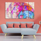 VIBECRAFTS Beautiful Three Art Elephant 5 Pieces Canvas Wall Painting For Home | Office | Living Room | Gift (PTVC5Pcs4_8523)