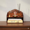 BerryBox Wood Hand Crafted Om Pattern Home Temple for Puja Temple for Home and Office l Puja Mandir l Wooden Mandir l Compact Pooja Ghar Stand for Prayer Room, Living Room Decor (Design 6)