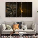 VIBECRAFTS Premium Wall Painting of Peaceful Buddha Sculpture Set of Five For Home|Office|Living Room|Gift (PTVC5Pcs4_8645)