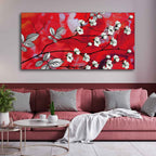 VIBECRAFTS Canvas Paintings for Living Room Drawing Room White Flower Canvas Wall Painting Fitted With Wooden Frame for Home | Office | Gift (PTVCH_2401)