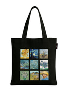 Peach Blossom Women's Printed Cotton Zipper Tote Bags (BLK - 9 BOX)