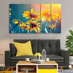 VIBECRAFTS Mexican Sunflower 5 Pieces Canvas Wall Painting For Home | Office | Living Room | Gift (PTVC5Pcs4_8541)