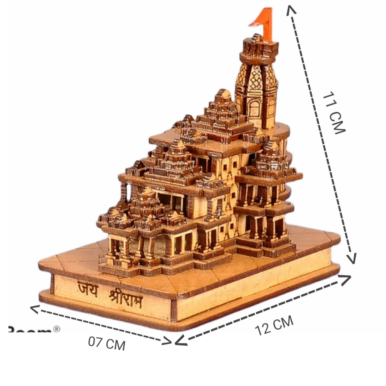 Handmade Wooden Shri Ram mandir Ayodhya 3D Wood Tempal for Home Decoration, Office, and Gift ! Full Polished Shri Ram Janmbhoomi Temple 3D Model Ideal for Home Decor and Pooja