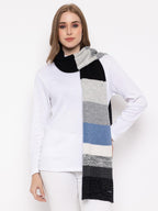 513 Women's Acrylic Woolen Color Block Casual Warm Winter Wear Muffler Scarf Stole