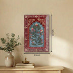 ATRANGI STUDIO Handpainted Wooden Wall Frame | Rajasthani Traditional Craft | Decorative Floral Wall Hanging Art for Living room, Bedroom, Office | 12×8 Inch, Red