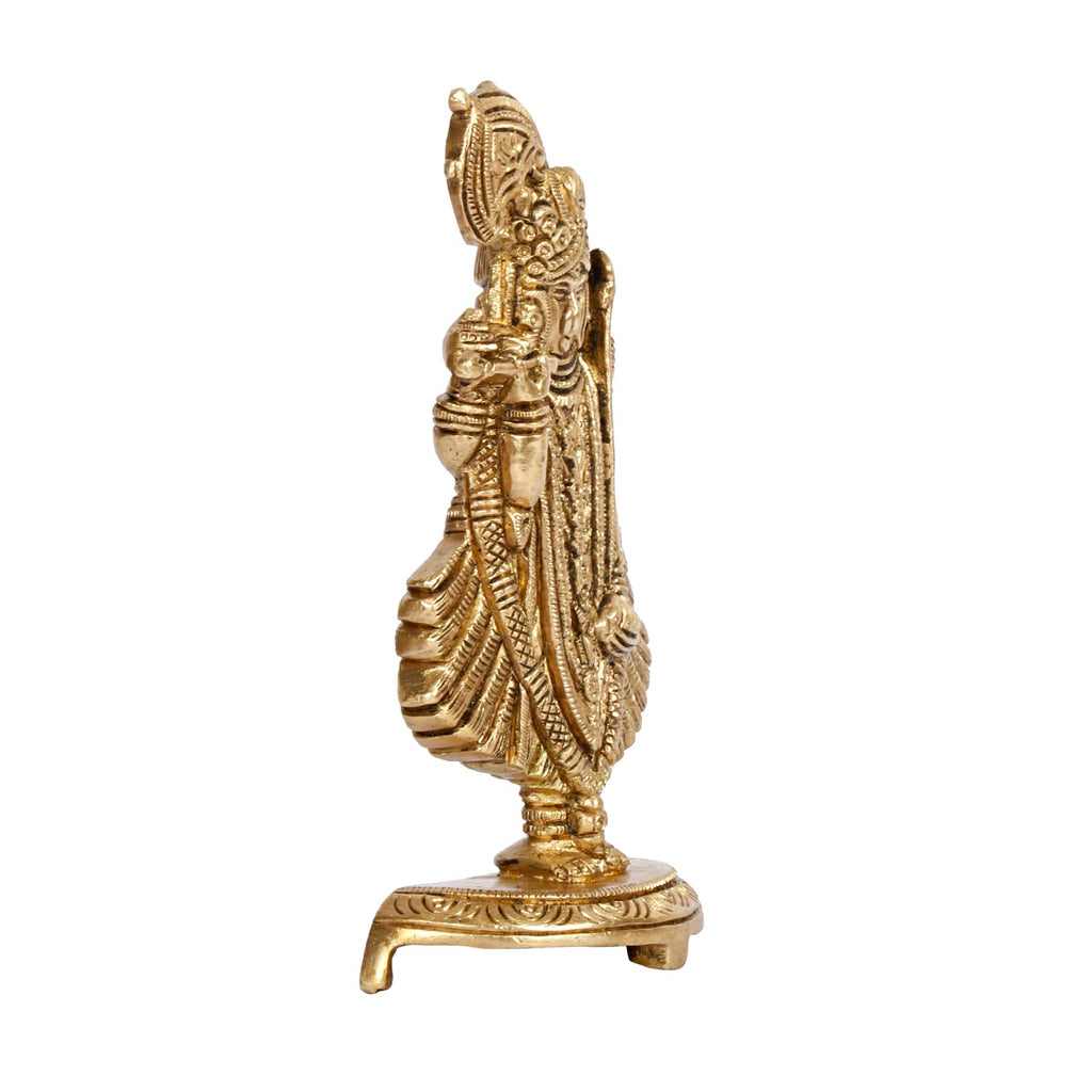 SVARUP Brass Dwarkadhish Bhagwan Lord Shrinath Ji Statue Krishna Idol Statue for Puja Mandir Murti Gift Gold Color 5.25 Inch