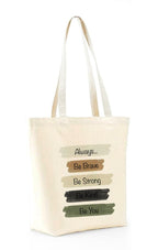 Heu Motivational Quote Canvas Tote Bag | Eco-Friendly Reusable Cotton Shoulder Bag | Inspirational Printed Shopping Tote for Women & Men