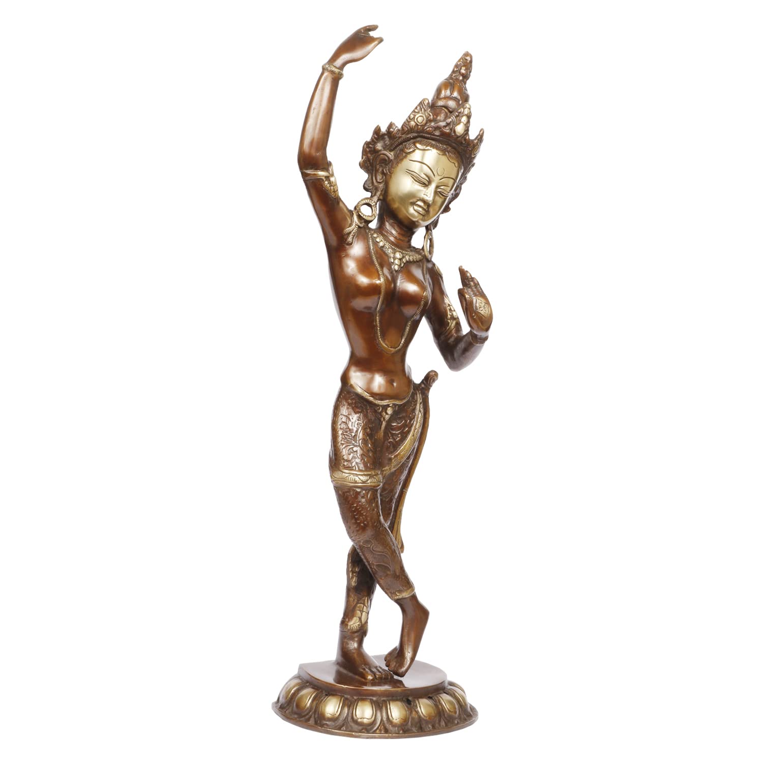 ARTVARKO Big Brass Goddess Tara Standing Statue Tara Statue for Health Happiness Wealth Dancing Idol Home Decor Height 20 Inch