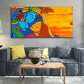 VIBECRAFTS Canvas Paintings for Living Room Drawing Room Radha And Kanha Canvas Wall Painting Fitted With Wooden Frame for Home | Office | Gift (PTVCH_2444)
