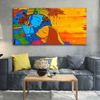 VIBECRAFTS Canvas Paintings for Living Room Drawing Room Radha And Kanha Canvas Wall Painting Fitted With Wooden Frame for Home | Office | Gift (PTVCH_2444)