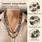 SANNIDHI® Boho Handmade Shell Jade Long Layered Vintage Sweater Chain