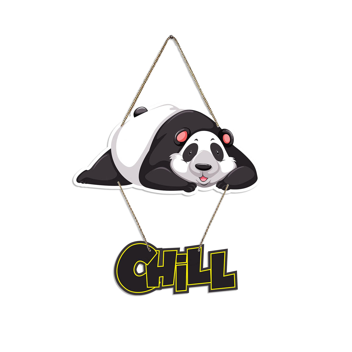 Artvibes Chill Panda Printed Wooden Wall Hangers Decorative Items with Quotes for Home Decor | Office | Gift | Livingroom, Bedroom | Modern Designer Decoration Artworks Hangings (WH_5714N), Abstract