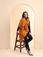 Zamour Kashmiri Pashmina Style Fine Kingri Embroidery Woollen Shawls for Winter (Mustard)
