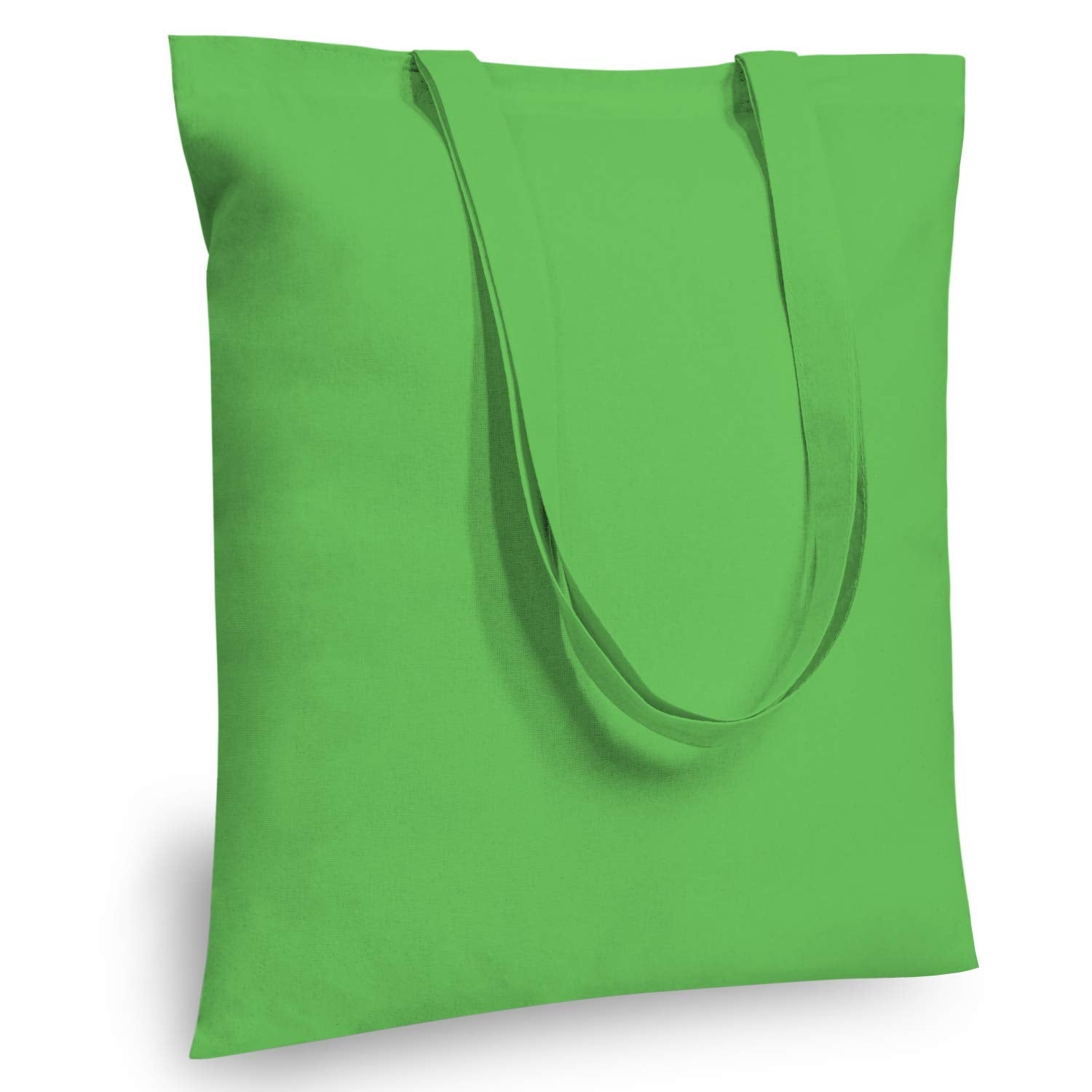 TOPDesign 6-Pack Economical 16x15 Lime Green Cotton Tote Bag, Lightweight Medium Reusable Grocery Shopping Cloth Bags, Suitable for DIY, Advertising, Promotion, Gift, Activity
