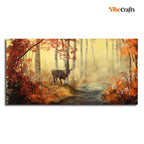 VIBECRAFTS Canvas Paintings for Living Room Drawing Room Beautiful Scenery Deer In Forest Premium Canvas Big Wall Painting Fitted With Wooden Frame for Home | Office | Gift (PTVCH_2337N)