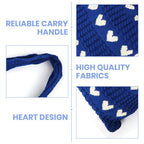 Zibuyu Crochet Tote Bag for Women, Heart-Shaped, Blue, 38x35CM