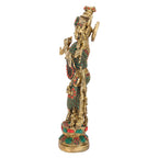 SVARUP Brass Big Size Standing Krishna Playing Flute Murti Decorative Showpiece for Home Office Table Deck Decor and Gift 14 Inch