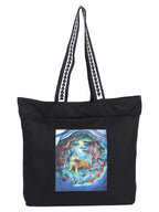 WOTM On The Move Tote | Premium Printed Cotton Canvas Tote Bag with Zipper & Inside Pocket, Stylish Everyday Travel Bag for Work, College, Office, Travel, Shopping (Save the Tiger)